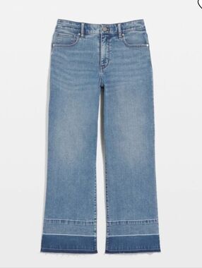 WHBM High Rise Wide-Leg Raw Hem Crop Jeans